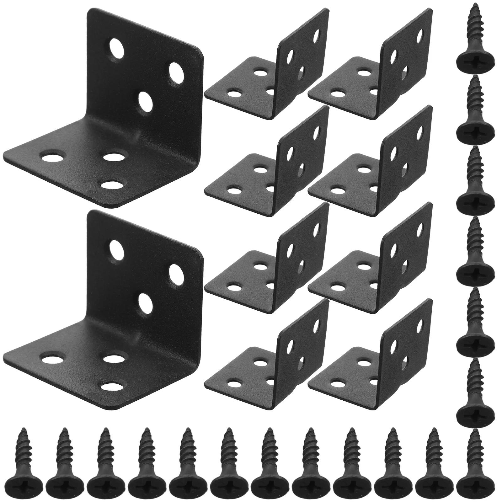 

10pcs Metal Corner Brackets Heavy Duty L Shaped Braces With Screws Black 90 Degree Angle Brackets For Furniture Wooden Cabinets