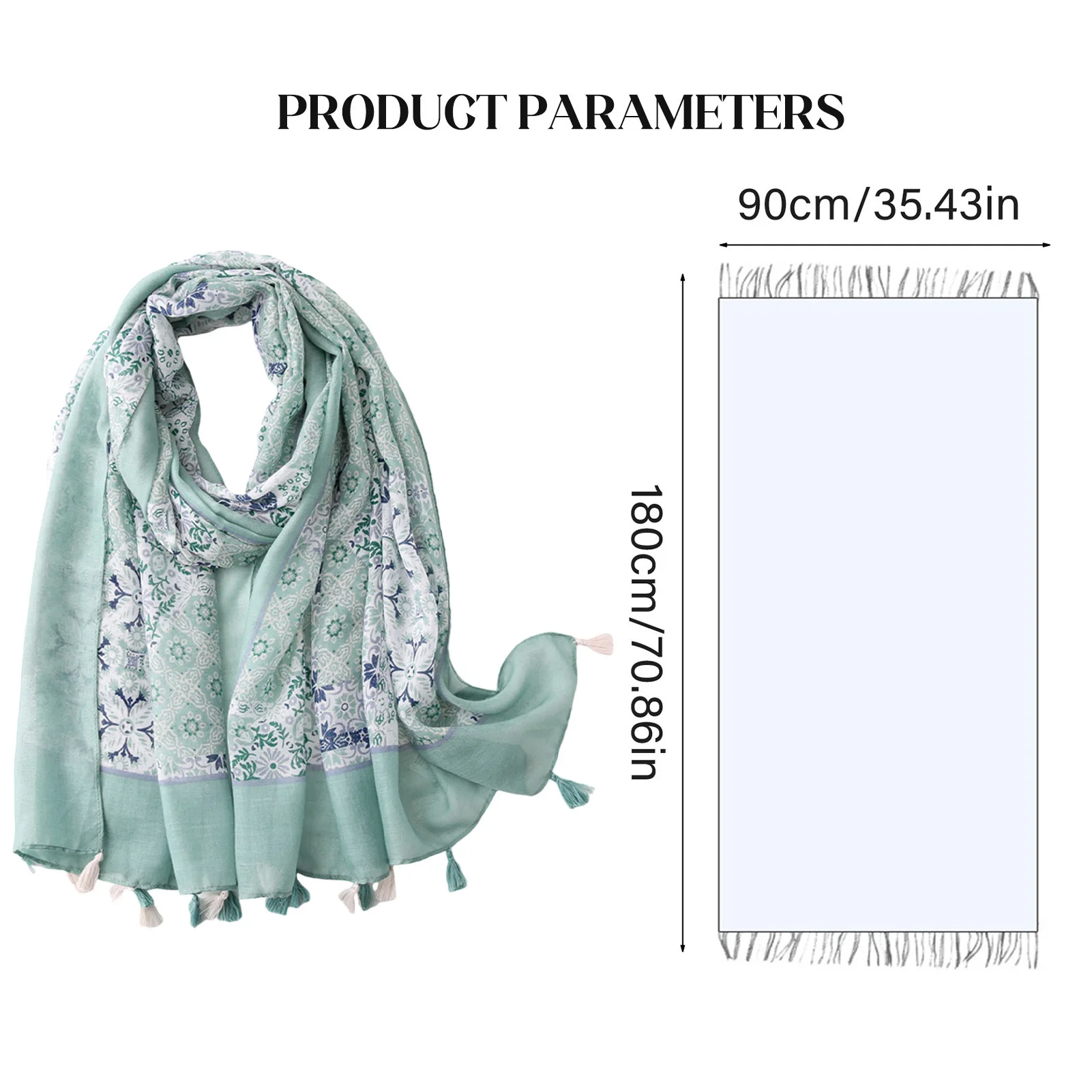 Large Boho Scarf for Women Lightweight Print Floral Pattern Scarf Shawl Wraps for Spring Summer Fall
