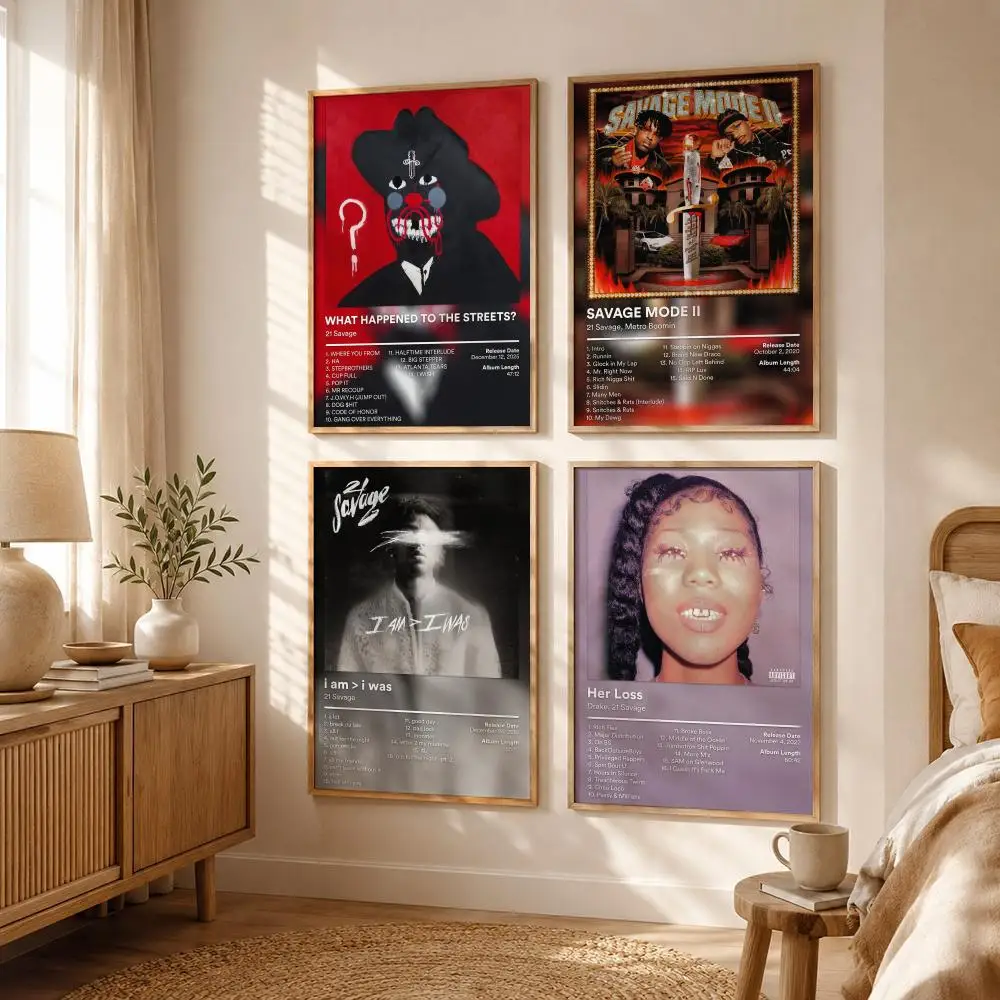 Atlanta Trap Artist 2-21 Savage Poster All-match HD Waterproof Self-Adhesive Wall Art Sticker For Home Bedroom
