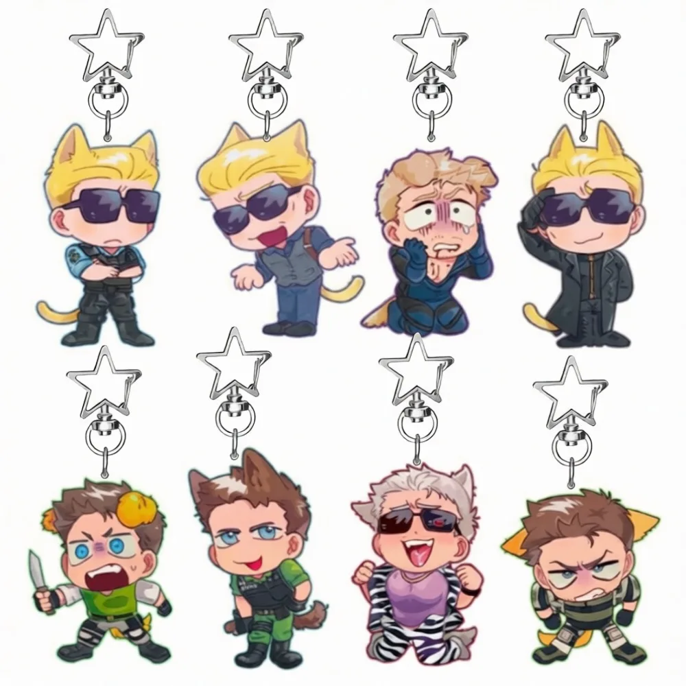 Accessoire de jeu RE Albert Wesker Leon Piers Jake, Série Q Version Oreilles de Chat, Porte-clés en acrylique de 5 cm, Pendentif de sac à dos, Cadeau exquis