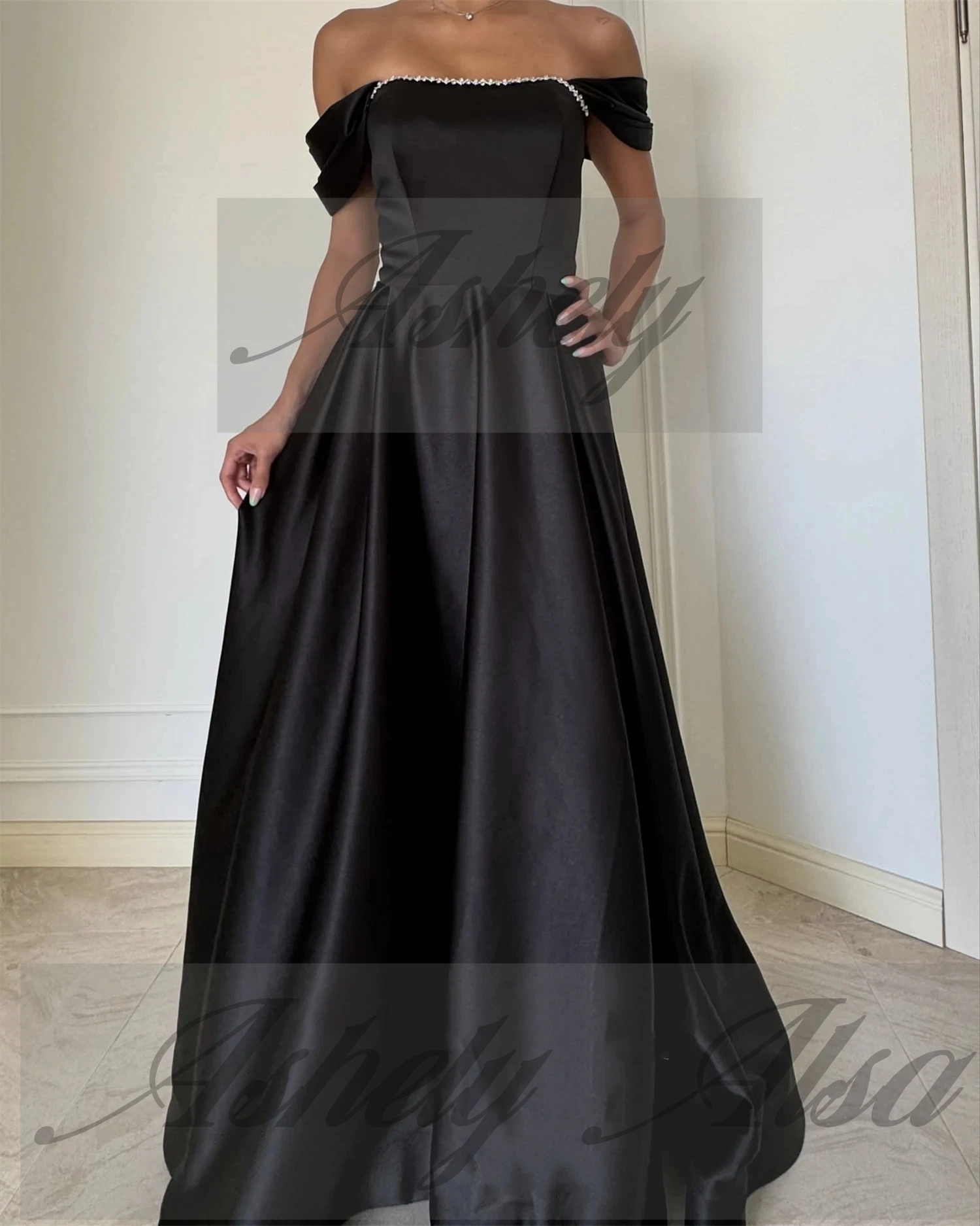 A2A03 아프리카 흑인 여성 정장 이브닝 드레스 오프 어깨 크리스탈 새틴 긴 결혼식 게스트 파티 댄스 파티 드레스 2025 맞춤형