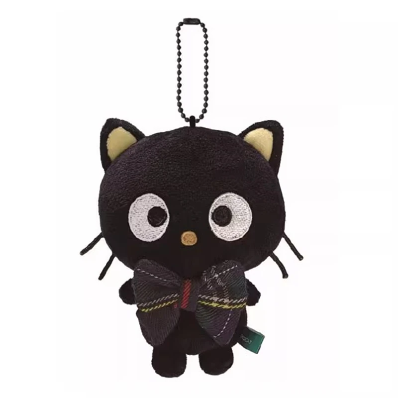 

Chococat Plaid Mascot Plush Keychain Elegant Tartan Neck Ribbon Black Cat Ball Chain Keyring Kawaii Cute Bag Keychains Charms