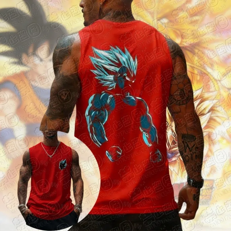 2026 Summer Dragon Ball Goku Oversized Anime Print Men's Sleeveless T-Shirts Workout Vest Summer Quick-dry Lightweight - view 2
