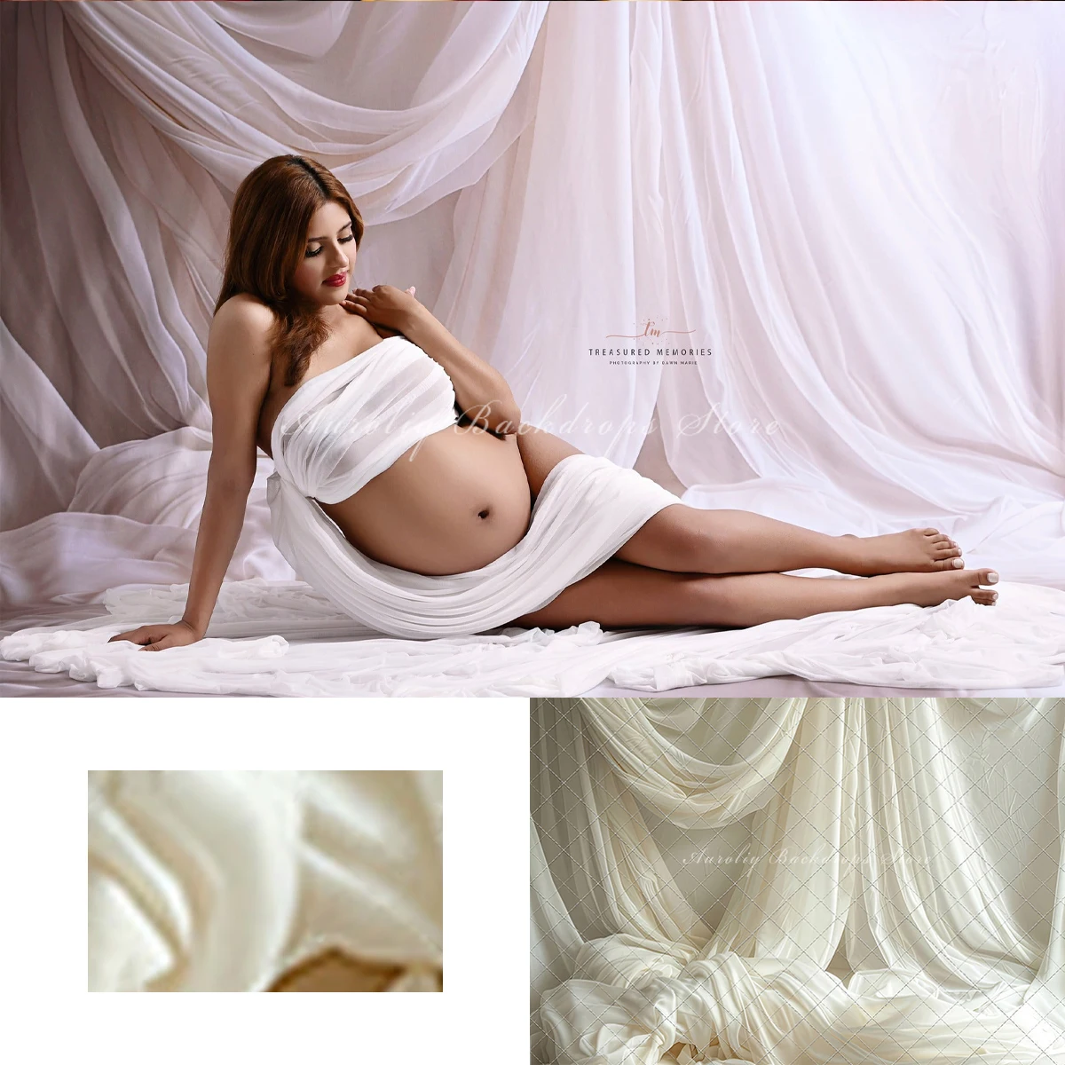 White Silken Drapes Backgrounds pregnant Woman Kids Adult Photography Props Child Baby Decors Gauze Photo Studio Backdrops