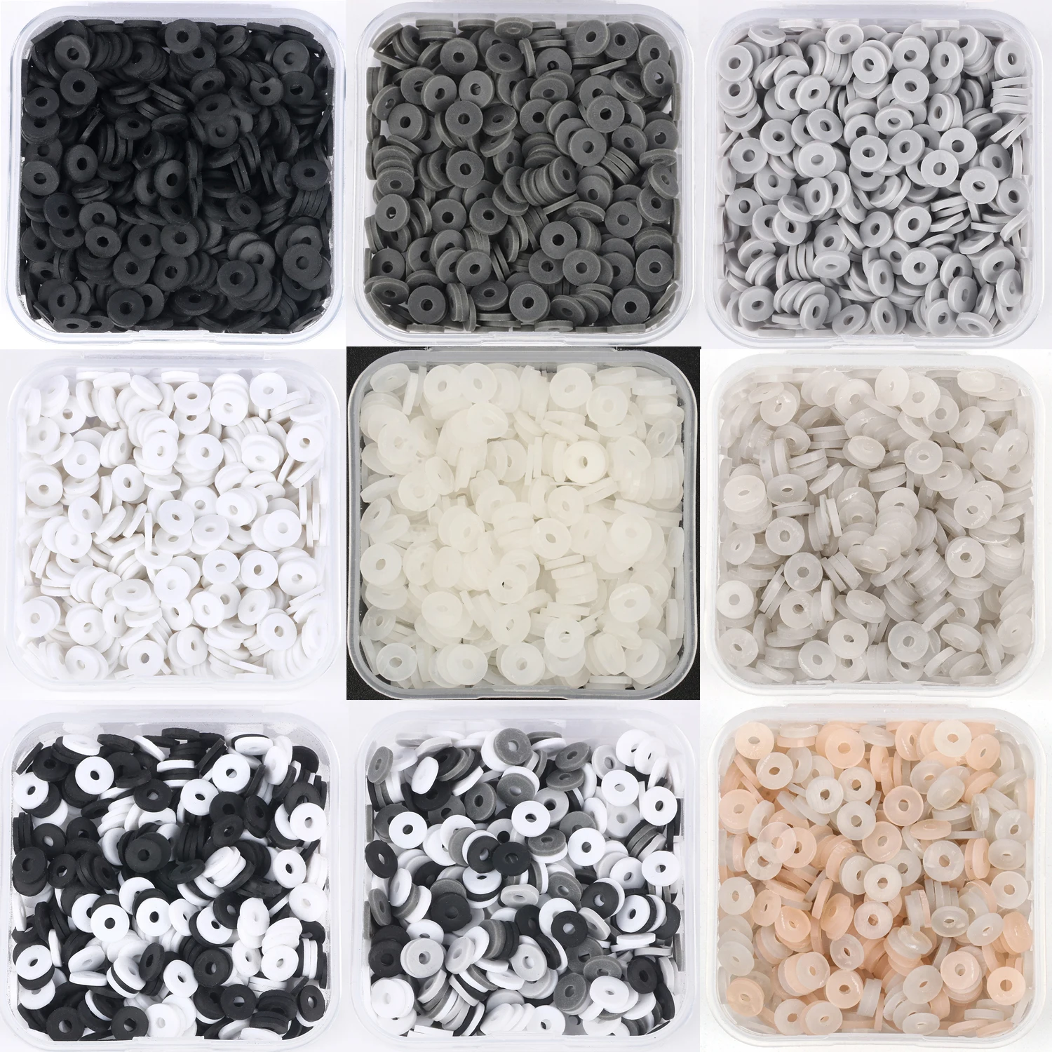 Black White 500pcs/Box 6mm Flat Round Polymer Clay Beads Box Set Chip Disk Loose Spacer Beads For Diy Jewelry Making Bracelets