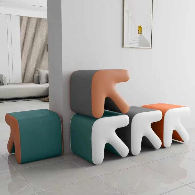 Creative Shoe Stool, Light Luxury Entry Bench for Family Use, Stylish Leather Low Stool for Easy Shoe Wearing Chic