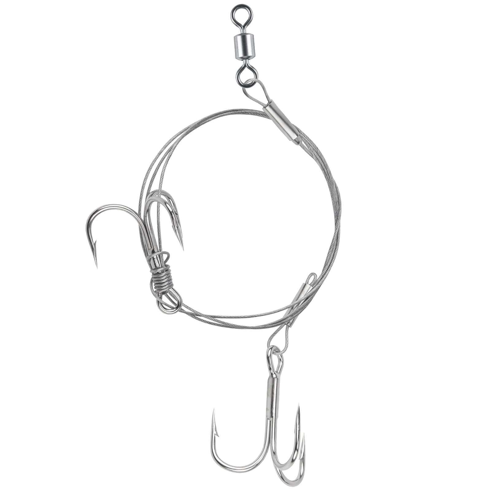 

Stainlesss Steel Fishing Wire Wire Leader with Barrel Swivel Treble Hooks Nylon Coated Wire Rigs for Pike Walleye Catfish