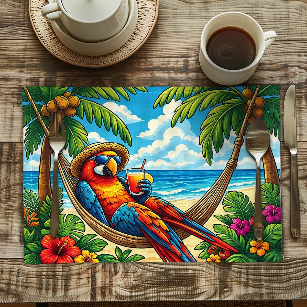 Cute Chihuahua Bubble Pattern Polyester Placemats - Decorative Table Mats, Lovely Animal Style Table Decor for Home Dining Use