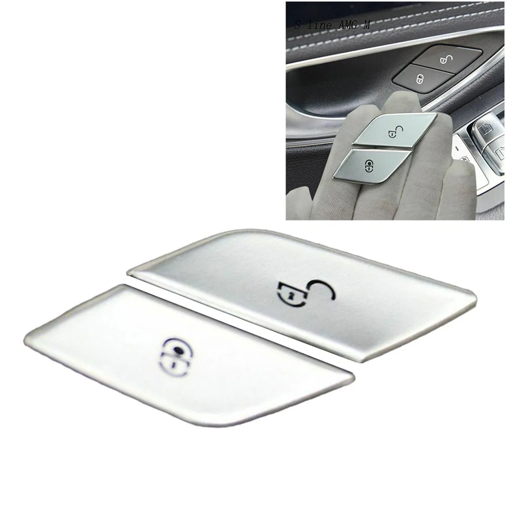Car Door Lock Switch Button Stickers For Mercedes C E Class W205 W213 X253 2016-2019 Year LHD Left Hand Drives