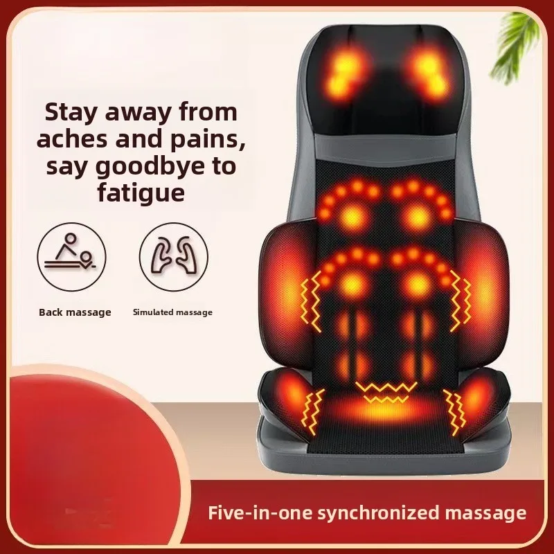 Back Heat Massage Pad Waist Neck Massager Vibrating Cushion Car Mount Office Shoulder Neck Full Body Massager Back Massage