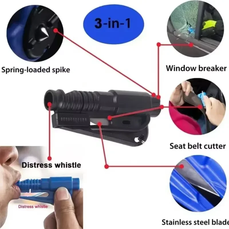 3 in 1 Safety Hammer Car Emergency Rescue Car Escape Tool Window Breaker Seat belt Cutter Compact Emergency Hammer Escape Tool image 3