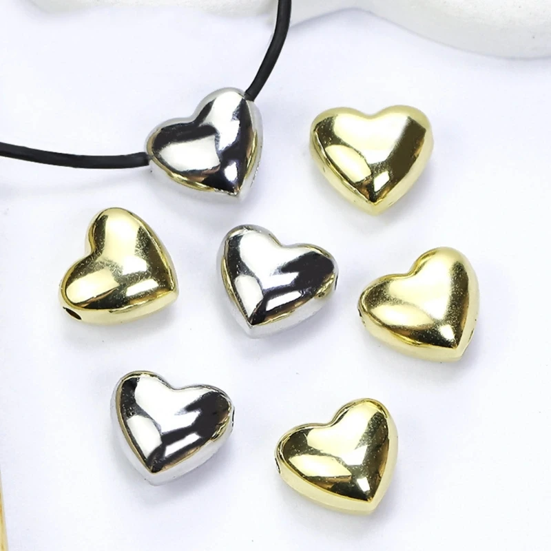 Metal Beads Big Heart Pendant 3D Heart Charm for Jewelry Making Charm DIY Gifts Bracelets Necklace Heart Bead with Hole