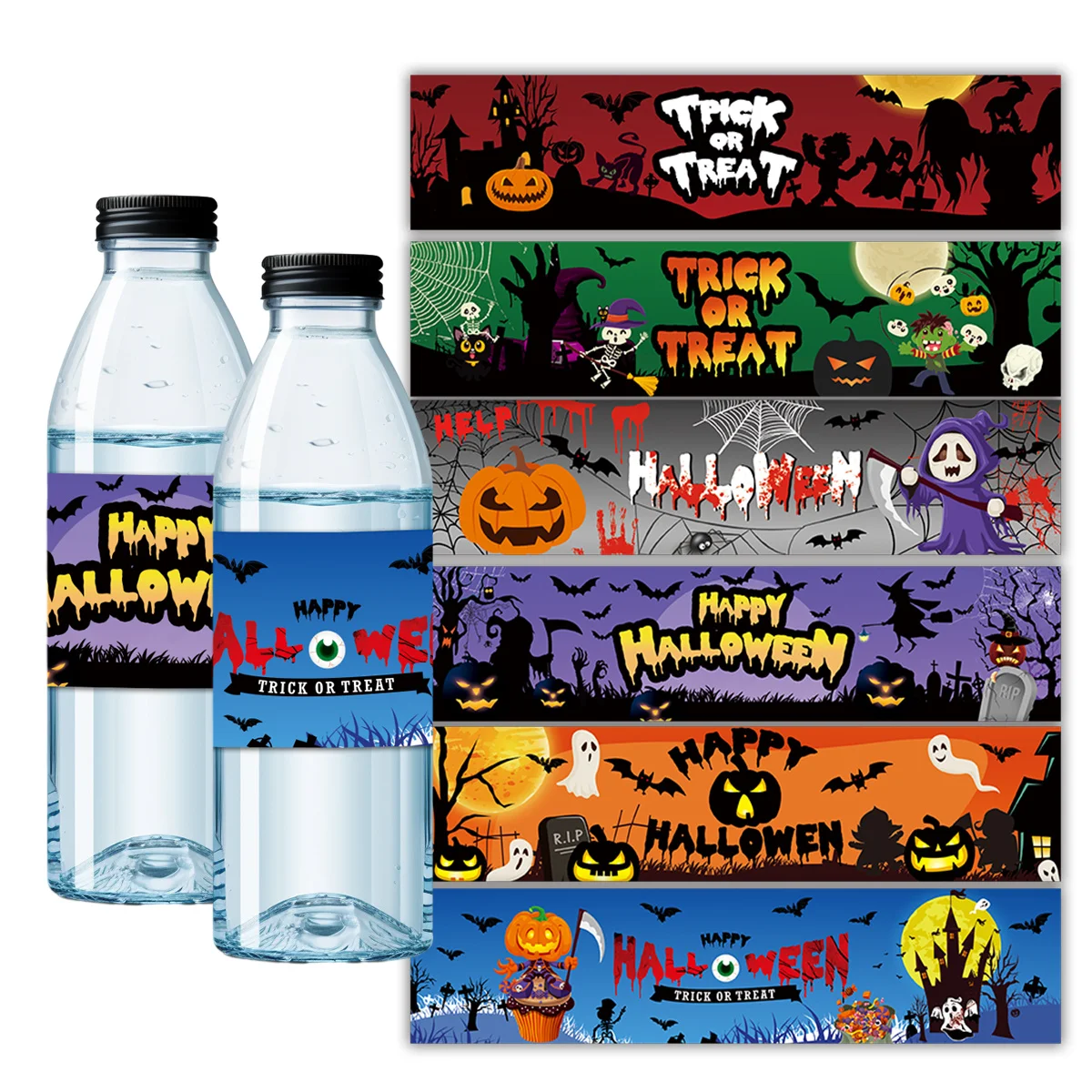 Pegatinas de calabaza para botella de agua de Halloween, pegatinas de fantasma para truco o trato, decoración de Mesa para el hogar, suministros de regalos DIY, 12 piezas