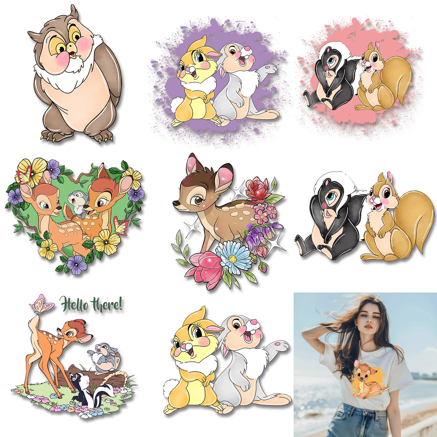 

Bambi Bright Cute Iron on Transfer Patches for Clothes Versatile Fabric Transfer Designs DIY Decoration