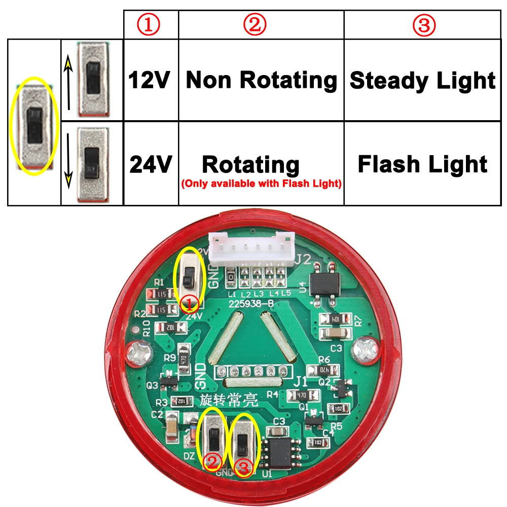 Imagem -05 - Luz de Aviso Industrial para a Máquina Vermelho Âmbar Verde Constante Flash Diodo Emissor de Luz ca 220v Lâmpada Indicadora Lâmpada 12 v 24v