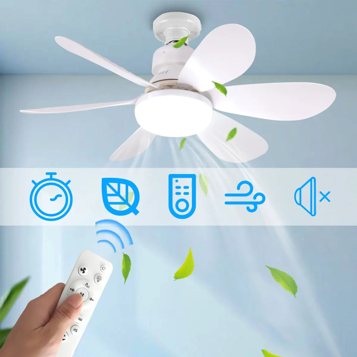 E27 with Remote LED 30W Ceiling Fan Light Dimming Function Suitable for Living Room Study and Home Use 85-265V Lamp