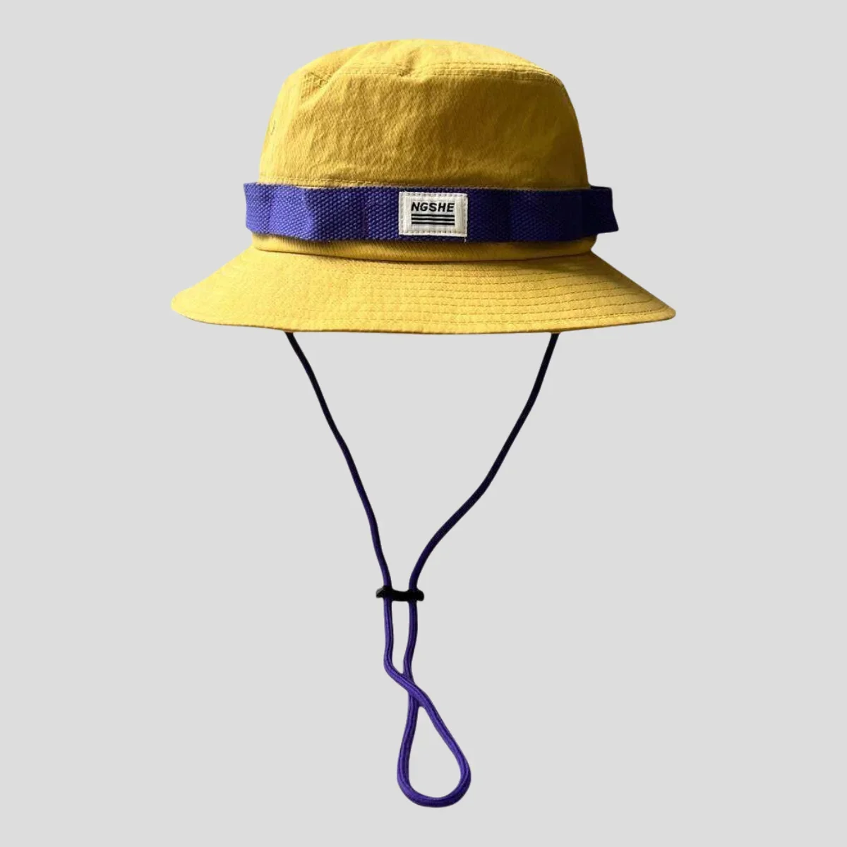 

Adjustable Drawstring Bucket Hat Breathable Webbing & Letter Embroidery UPF Sun Protection for Hiking Camping Unisex