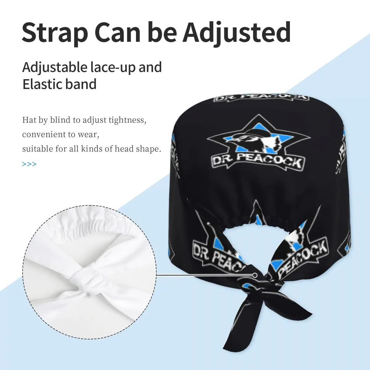 Dr. Peacock Scrub Hat Doctor Working Surgical Cap Men Women Adjustable Nursing Caps for Dentist