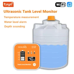 Moray ME201R Wifi Smartlife Tuya APP LCD Ultrasonic Wireless Temperature Time Display Water Tank Liquid Level Monitor