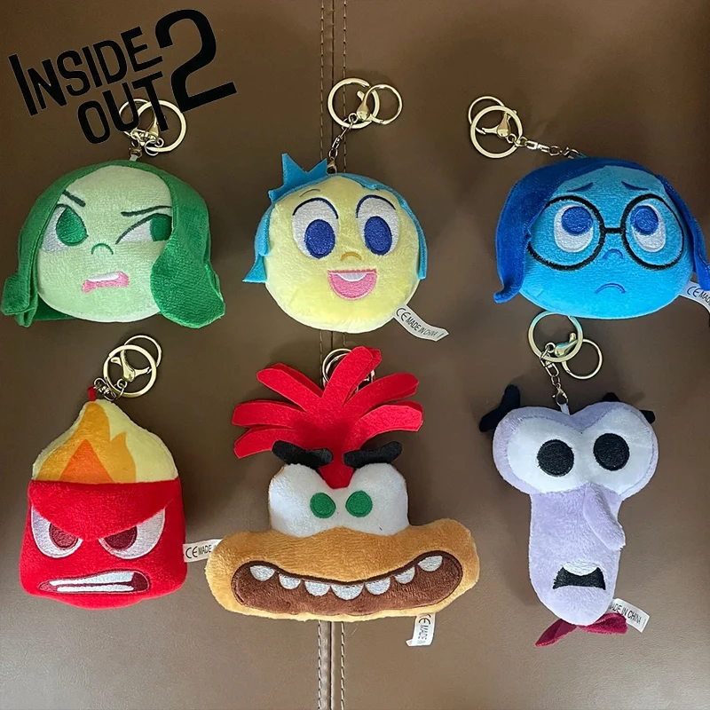 

Cartoon Inside Out 2 Plush KeyChain Joy Sadness Plush Pendant Disney Fear Anxiety Anger Disgust Key Ring Pendant Couple Pendant