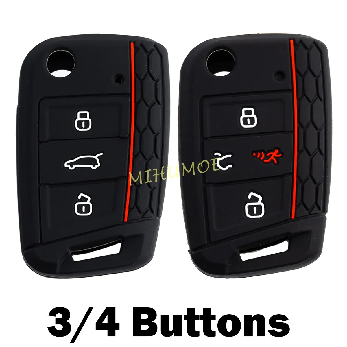 Car 3/4 Buttons Key Case Cover For Volkswagen VW Polo Golf Tiguan Jetta Touran T-Roc T-Cross Skoda Octavia Karoq Seat Leon Altea