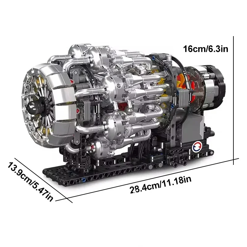 قالب King 10216 Turbojet نموذج المحرك الطوب-1214 قطعة لتقوم بها بنفسك بناء عدة الجذعية هدية الكريسماس للمراهقين وعشاق الطيران