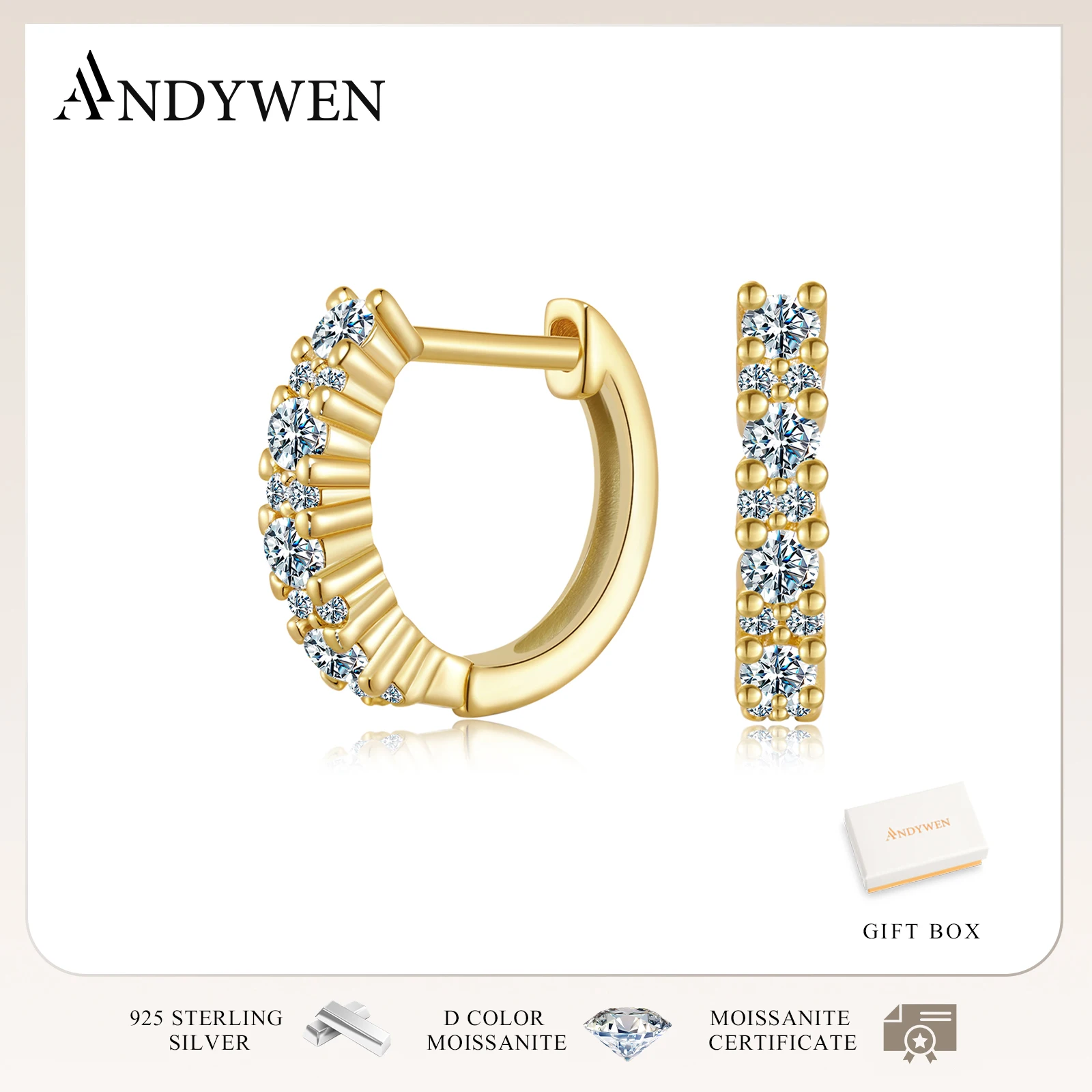 

ANDYWEN 925 Sterling Silver Moissanite D Color VVS1 Circle Hoop Earrings Women 2026 Classic Luxury Party Wedding Jewelry Gift