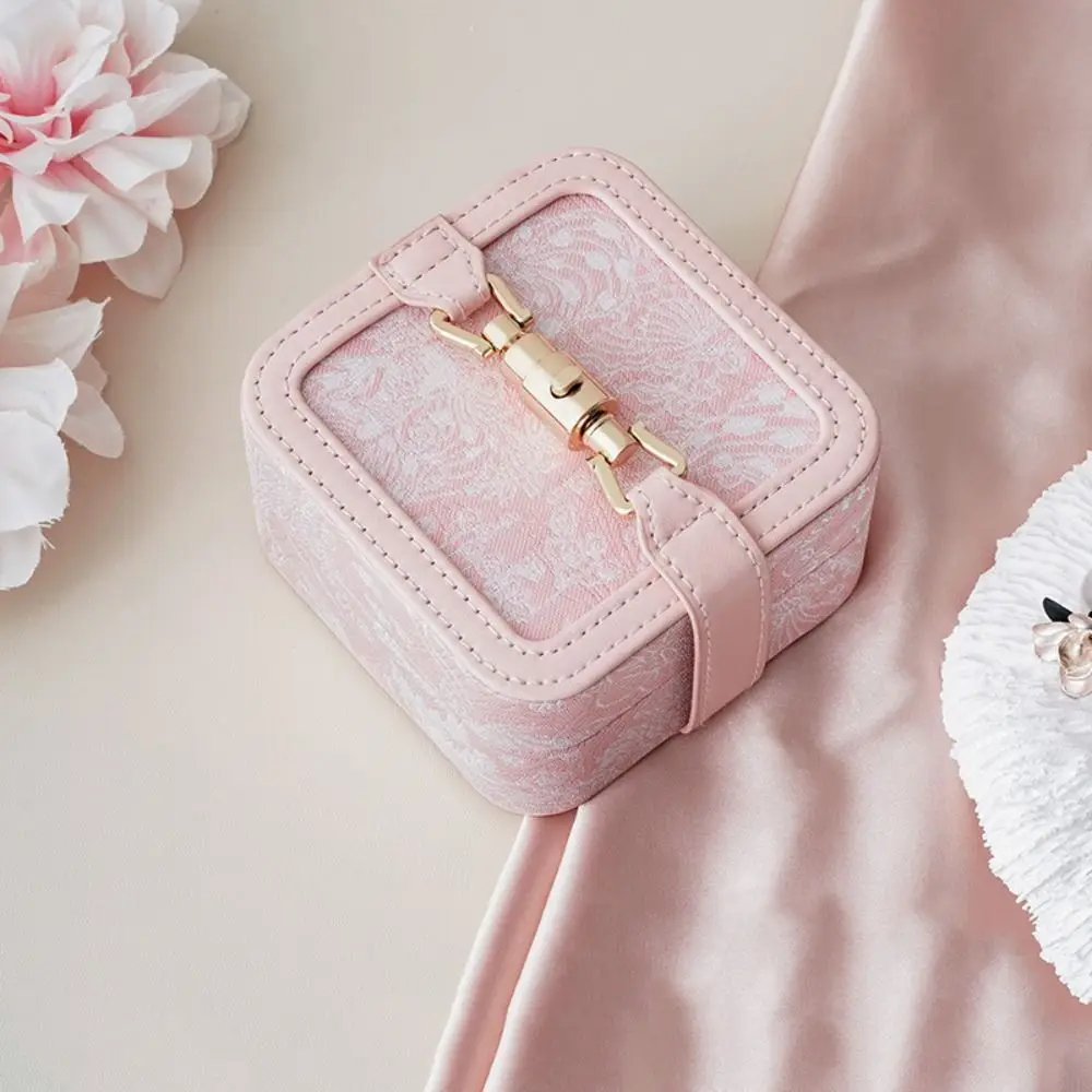 

Embroidery Jewelry Packing Box Flower Necklace Earrings Jewelry Storage Case Rings Bracelet Large Capacity Jewelry Holder Travel