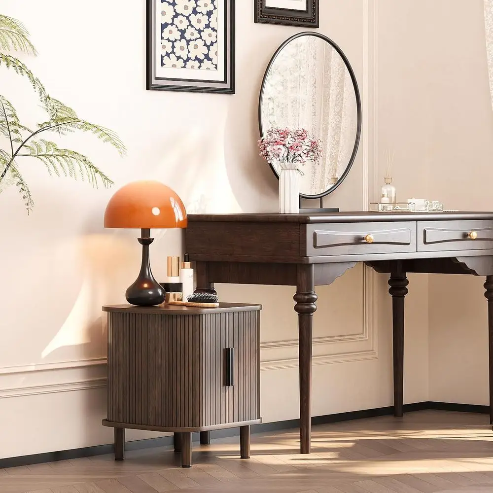 منضدة حديثة من منتصف القرن مع باب منزلق وتخزين لغرفة النوم وغرفة المعيشة #4