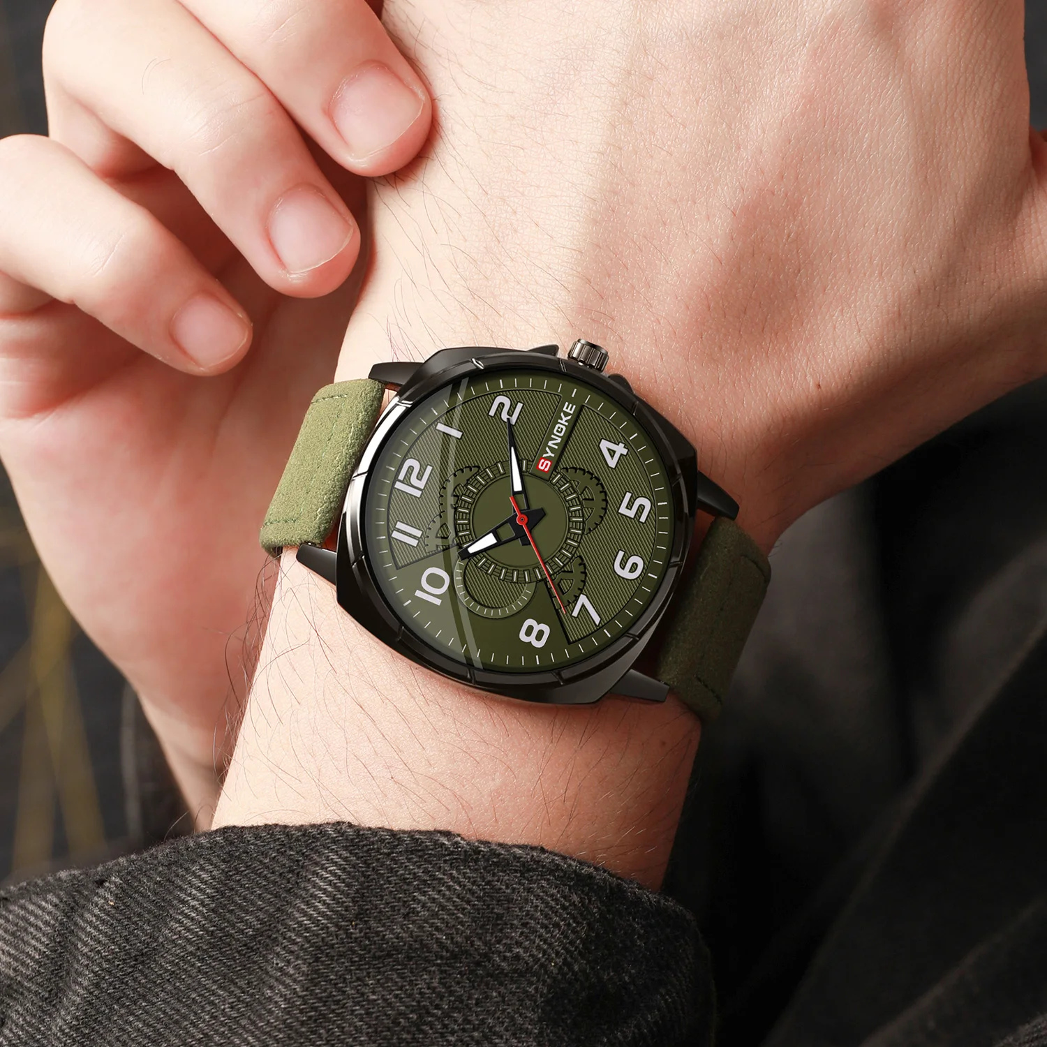 Water Resistant Mens Quartz Watch, Pointer Display, PU Leather Strap, Simple Style - Alloy Case, Electronic Movement