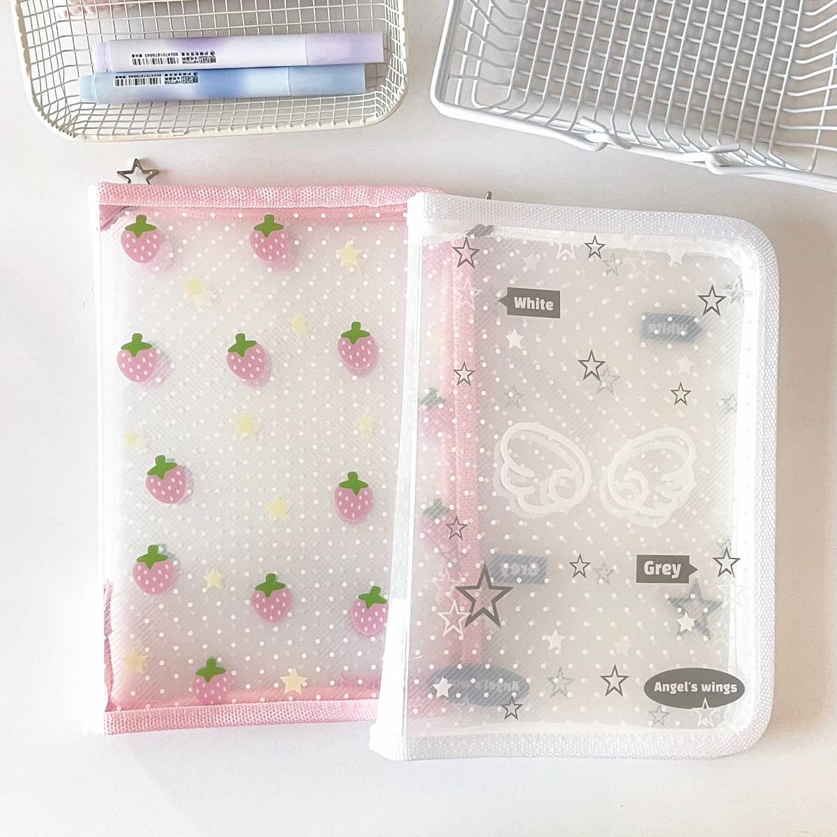 A5/A6 PP Twill Zipper Pouch Cute Stationery Storage Folder File Document Bag Zip File Folder School Office Supplies