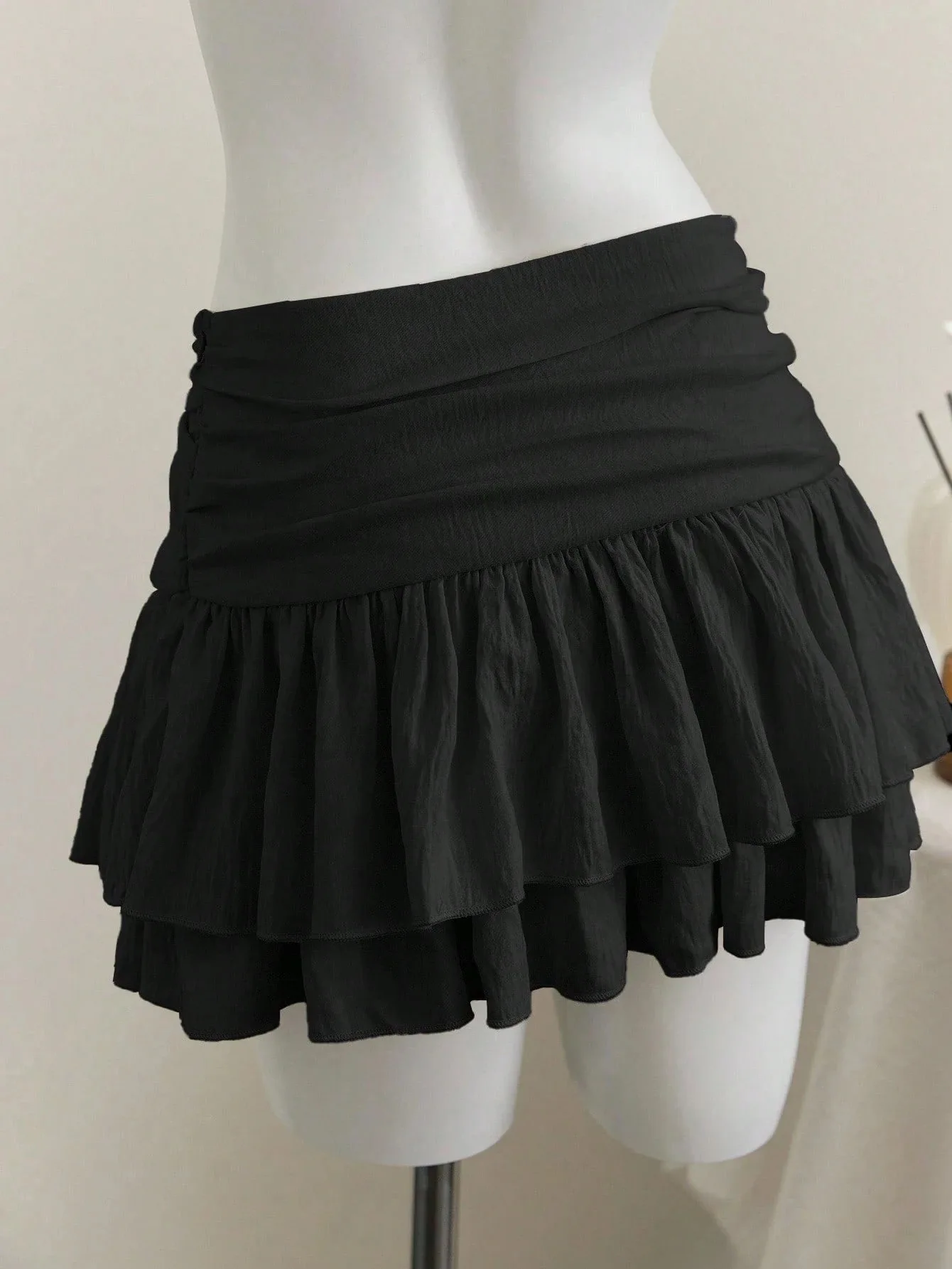 New Trendy and Fashionable Sweet High-Waisted Cake-Style Short Skirt Pleats Irregular Double-Layer Solid Color Versatile Sexy