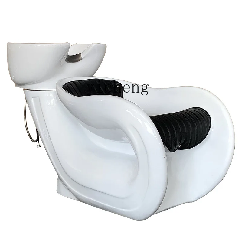 Zc Shampoo Chair Barber Shop for Hair Salon Flushing Bed Lying Half Ceramic Basin Salon Shampoo Bed