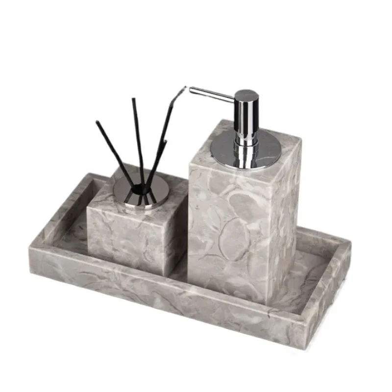 

Light luxury marble bathroom wash set tray