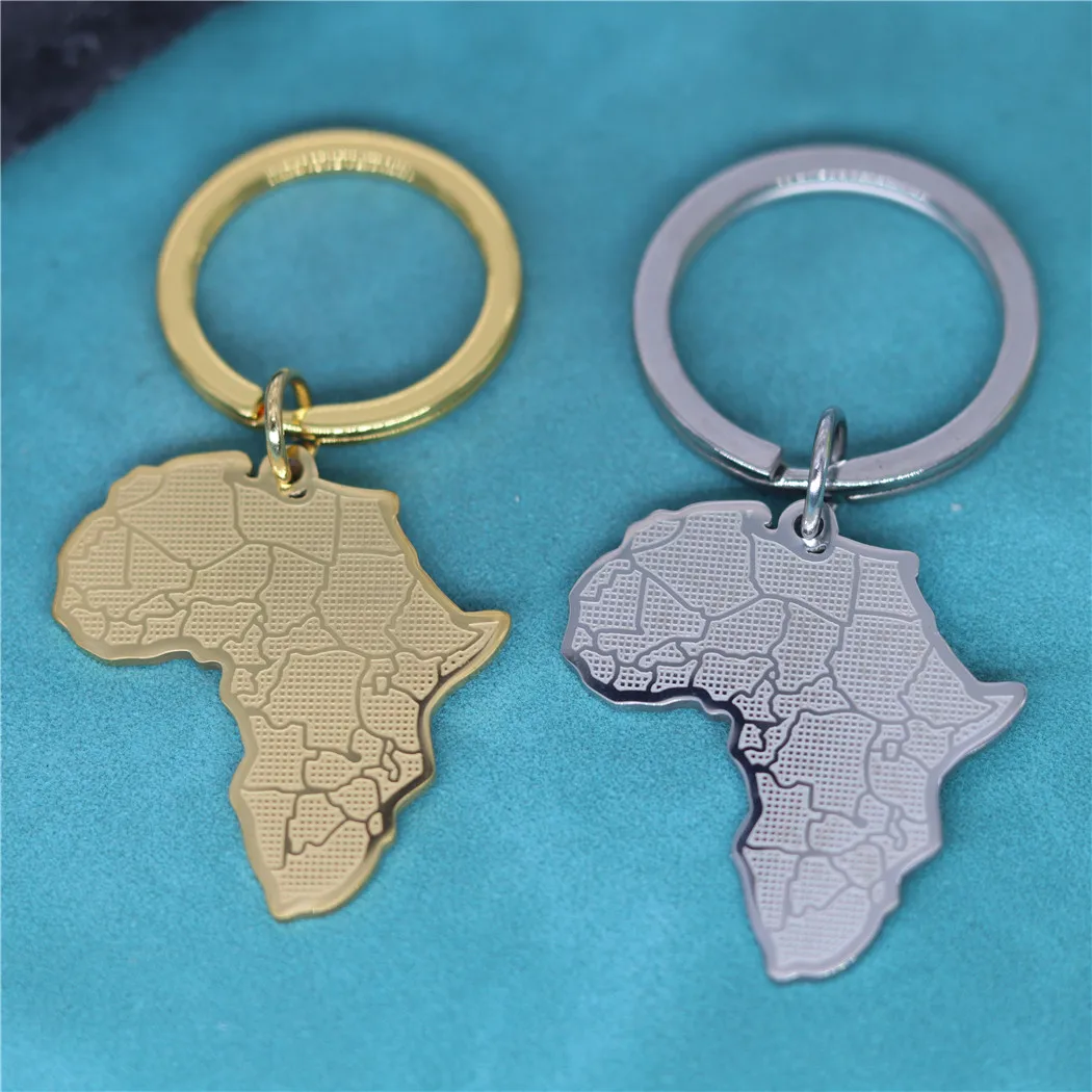 Nedar African Map Pendant Key Chain For Women Men Hiphop South Africa Keyring Gift Stainless Steel Keychain Ethiopian Jewelry