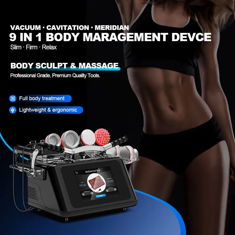 Body Contouring Massage Machine 9 Functional Handles Skin Smoothing Fat Reducing Salon Beauty Instrument