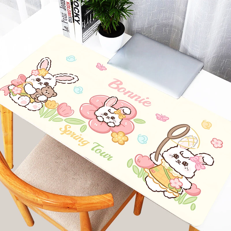 

Bunny Rabbit Mouse Pad PC Kawaii Flowers Anime Mousepad XXL Pink Gamer Cabinet Keyboard Rug Laptop Cute Gaming Cartoon Desk Mat