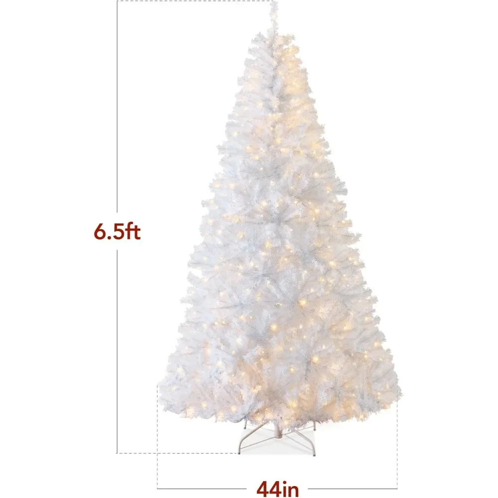 6ft White Christmas Tree Pre-Lit Artificial Pine Tree Premium Holiday Decoration W/Warm White Lights, Stand,Christmas Decoration