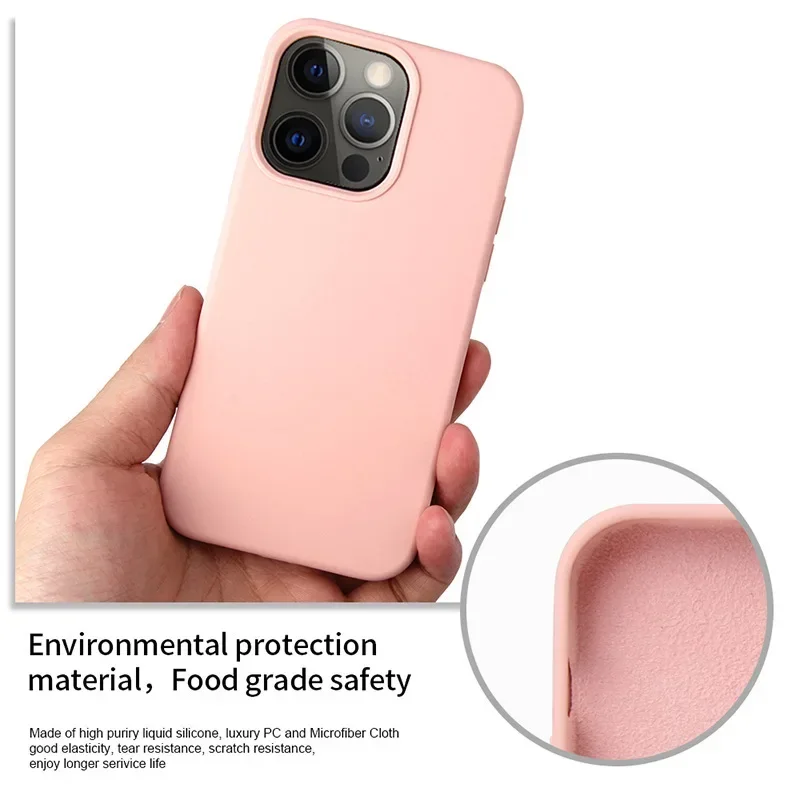 Funda de silicona líquida con logotipo para iPhone, 15, 14 Pro Max, 13, 12, 11 pro max case Mini, X, XR, XS phone case