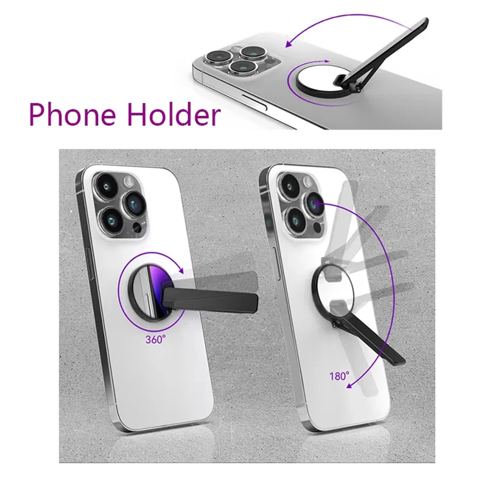 Angle Adjusted Alloy Phone Holder Back Sticker Multi Uses Portable Phone Bracket For Cell Phone