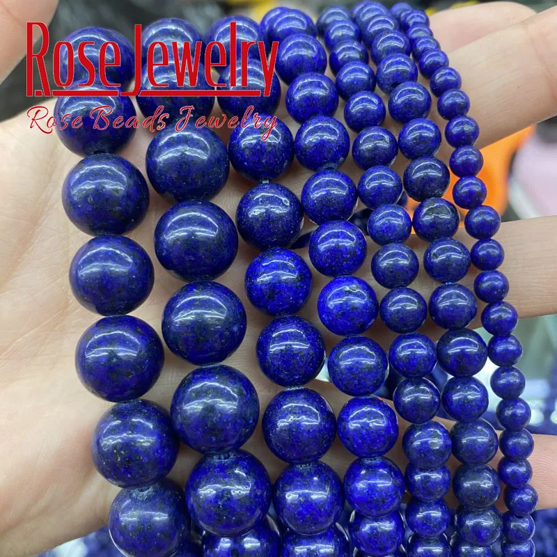 Natural Stone Beads Lapis Lazuli Stone Round Loose Beads For Jewelry Making DIY Charms Bracelets Accessories 15 4 6 8 10 12mm