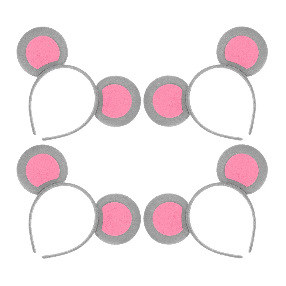 Bandeaux oreilles d'animaux, 4 pièces, oreilles d'ours de souris mignonnes, accessoires de cheveux réglables pour fête de vacances, Cosplay pour enfants et femmes