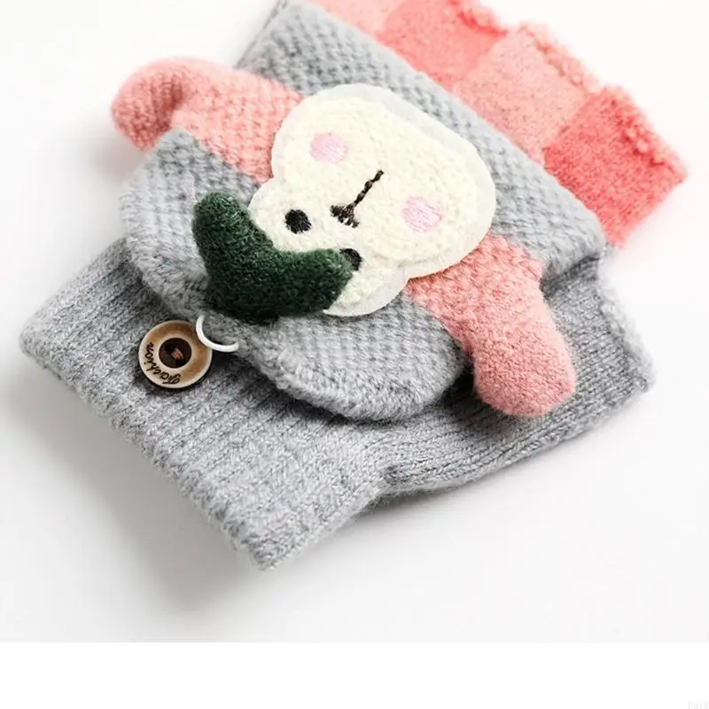 لطيف الصوف الوليد القفازات قفاز محبوك للبنين بنات مطاطا الدافئة نصف اصبع القفازات 10.5 سنتيمتر طول قفازات ركوب الخيل P31B