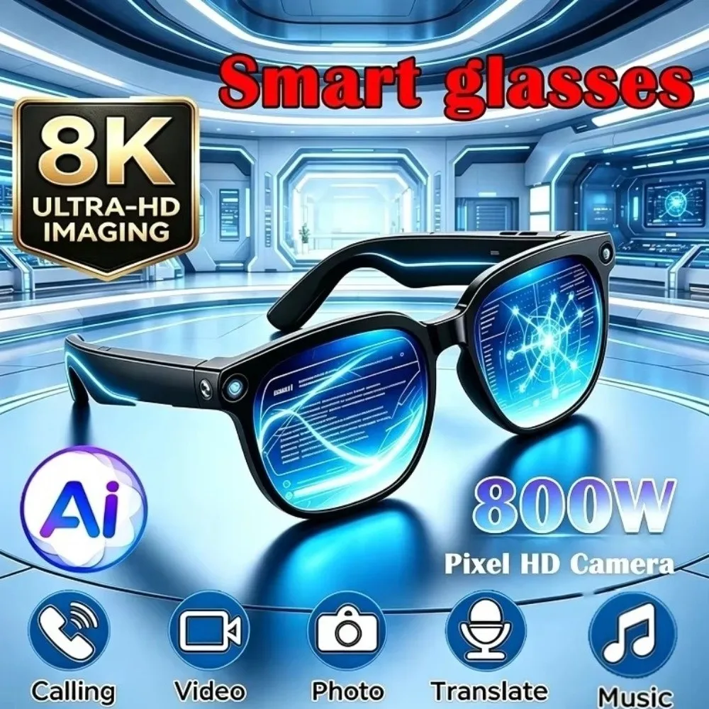 8MP HD Camera AI Smart Glasses Photo Recording 8K Smart Video Glasses Waterproof Video Recording Intelligent Eye Glasses