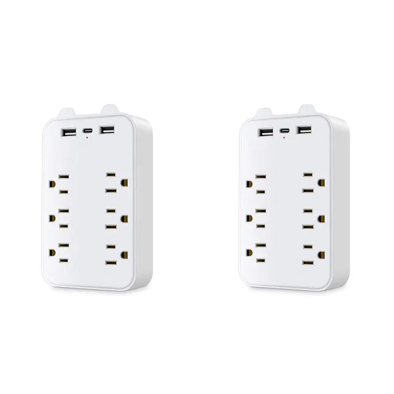 

【24H РАСПРОДАЖА】 2X 9-в-1 сетевой фильтр, удлинитель с 6 розетками и 3 USB-портами, удлинитель, розетки, настенный адаптер, вилка стандарта США