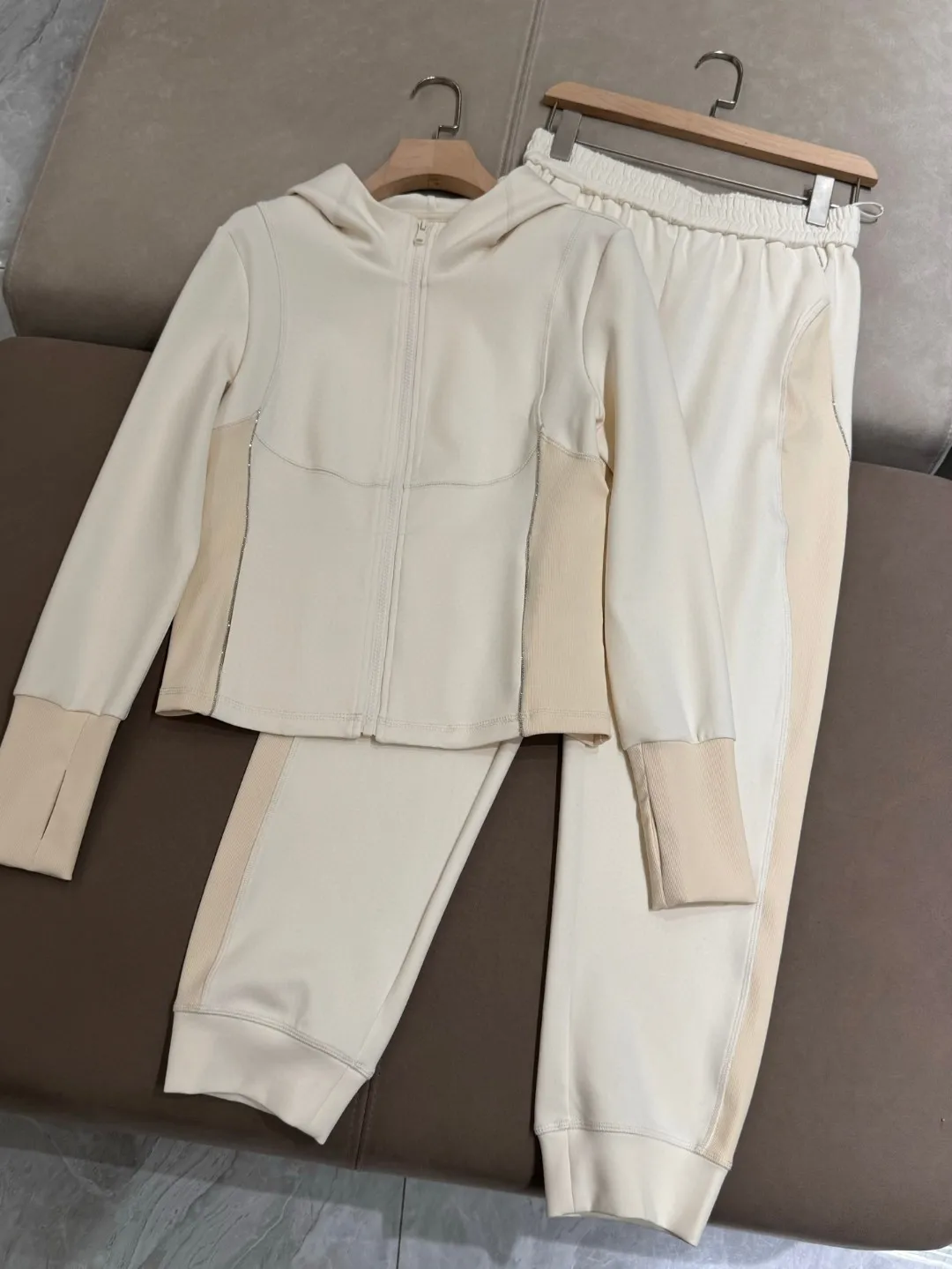 Casual autumn sporty cotton exquisitely decorated pant suit