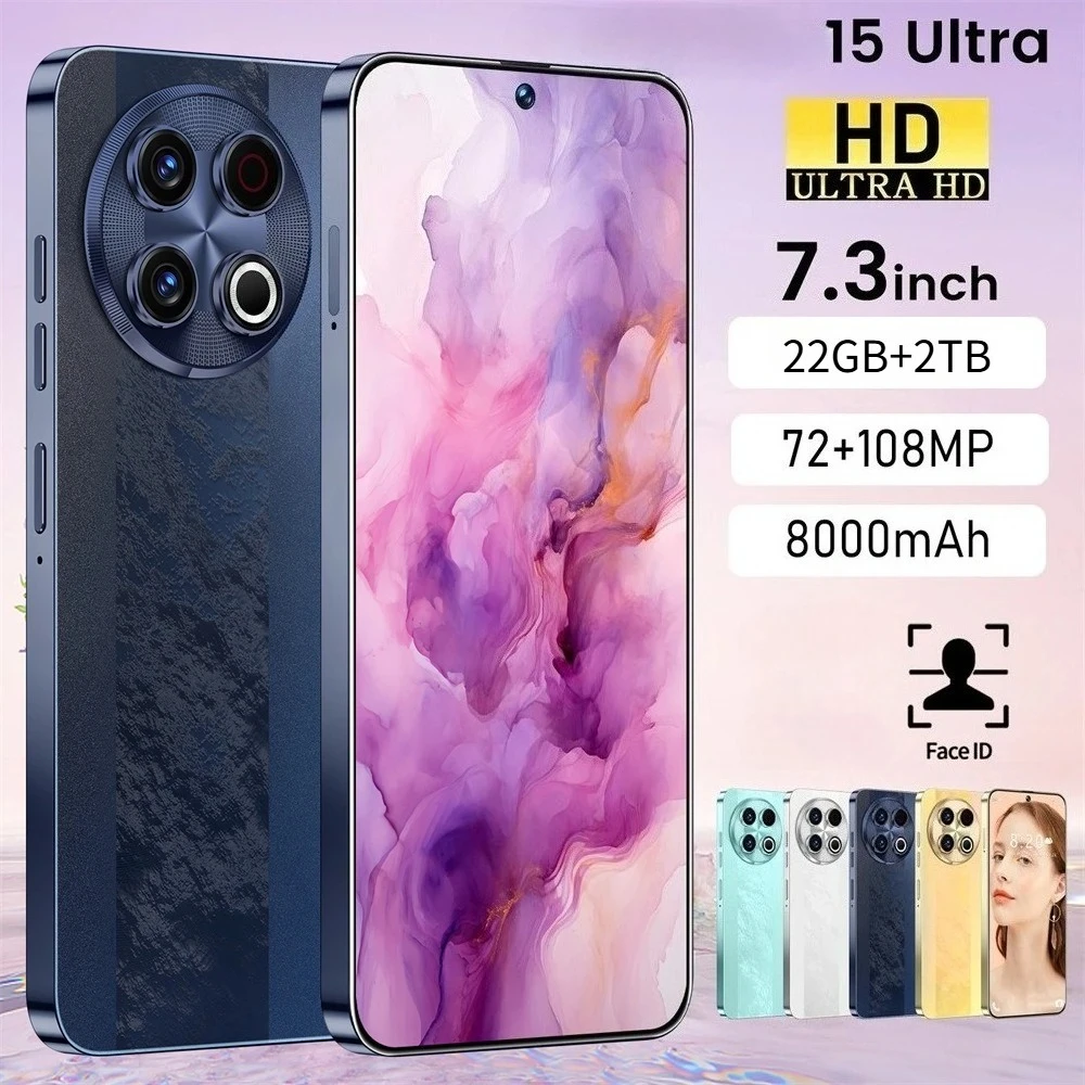 2025 15 Ultra Smartphone 5G Dual SIM Hot Mobiele Telefoon 22 GB + 2 TB Originele Mobiele Telefoons 8000 mAh Android14 Mobiele Telefoon Global Versie