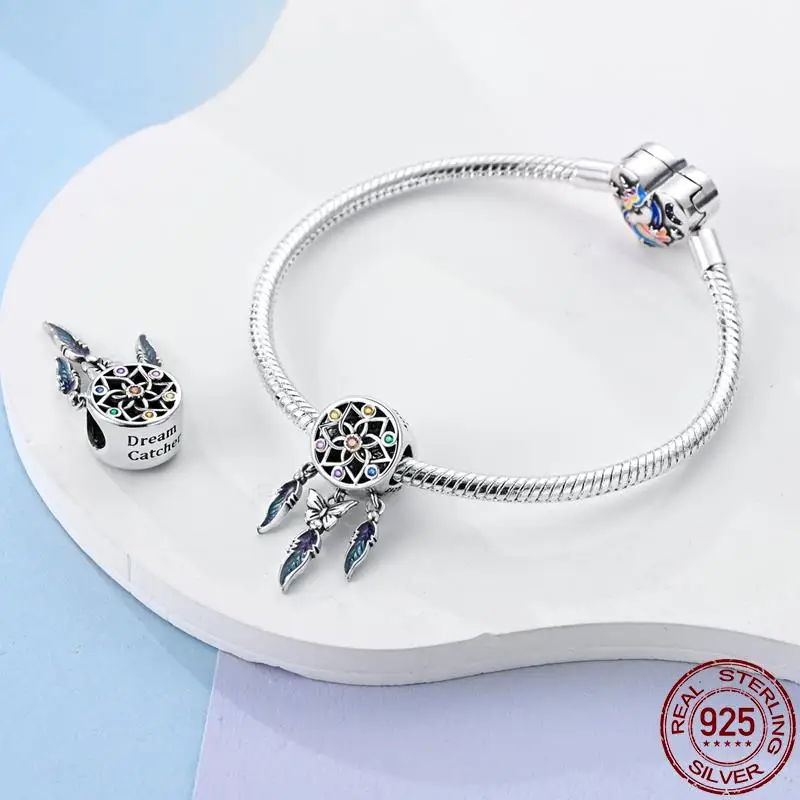 Noble 925 Sterling Silver Charms Dream Catcher Serie Good Luck Beads Fit Original Pandora Bracelet&Bangle Woman Birthday Jewelry