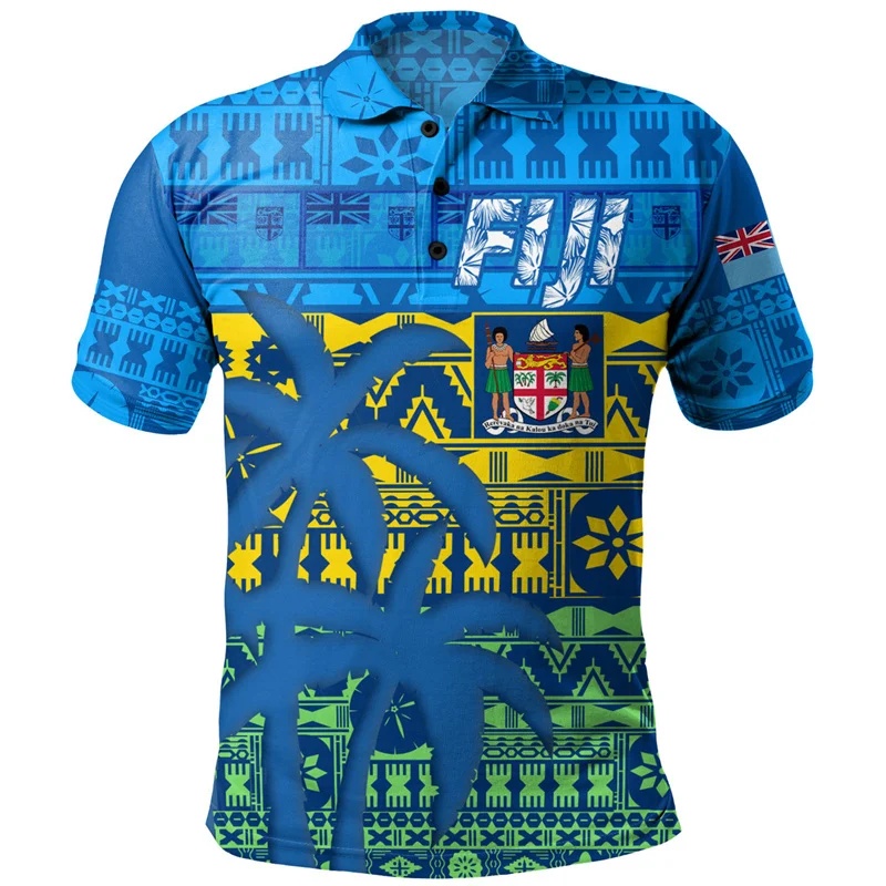 Summer Vintage 3D Printed FijiRugby Fiji Pride Polo Shirt Happy Fiji Day Graphic Polo Shirts For Men Kid Fashion Gym Sports Top