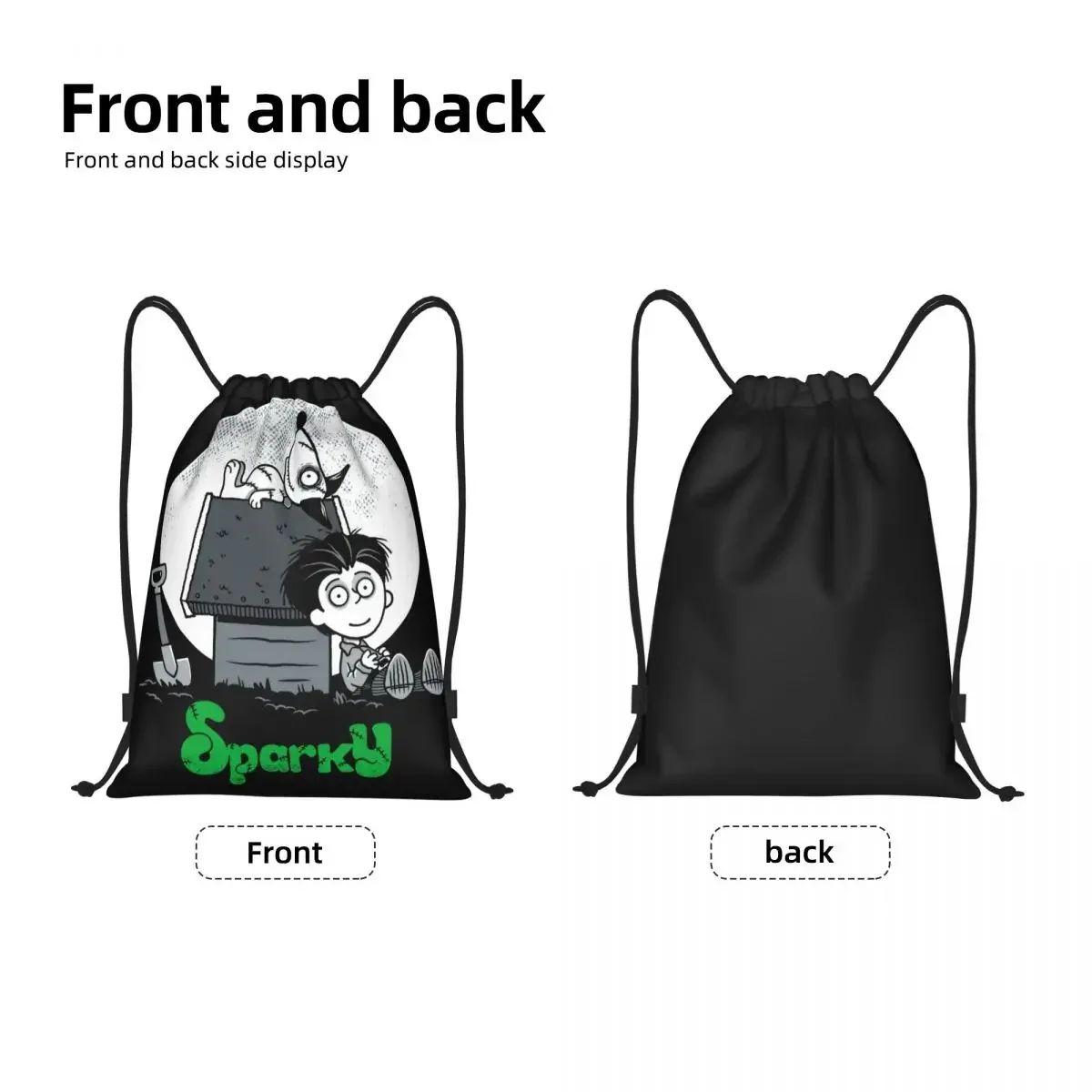 Custom Frankenweenie Sparky Dog Drawstring Backpack Sports Gym Bag for Women Men Horror Movie Training Sackpack